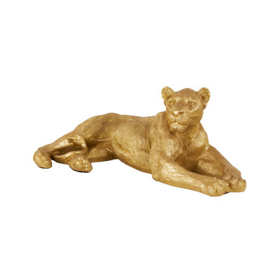 Resin Laying Tiger Gold Decorative Sculpture