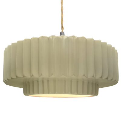Luminaire suspendu tambour en céramique et en métal 1 lumière Gela