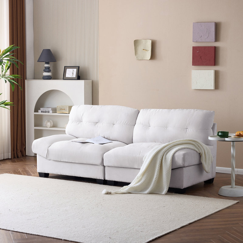 Causeuse en velours 80 po Cloud, Blanc