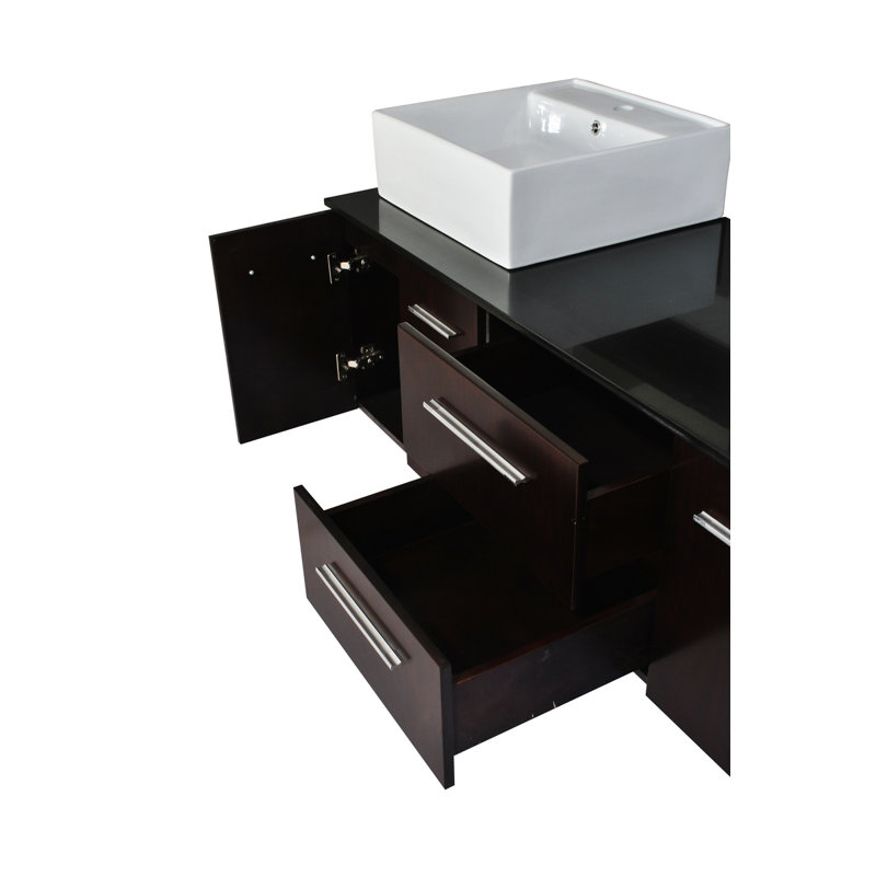 Hamil 73 " W Free Standing Wall Mounted 2 Double With Granite Top with Mirror