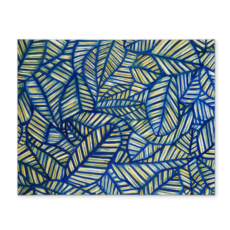 Blue Floral Polyester Placemat | Leaf Pattern Home Decor