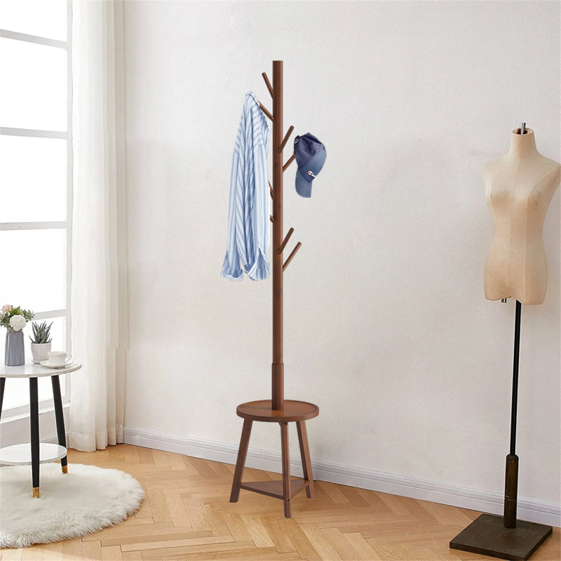 Freestanding Coat Rack For Entryway And Corner, Brown