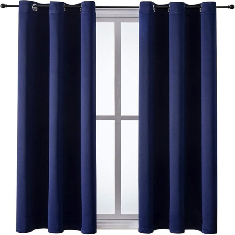 Siffre Pair Eyelet Blackout Window Curtains, 90cm Width x 228.6cm Drop, Navy