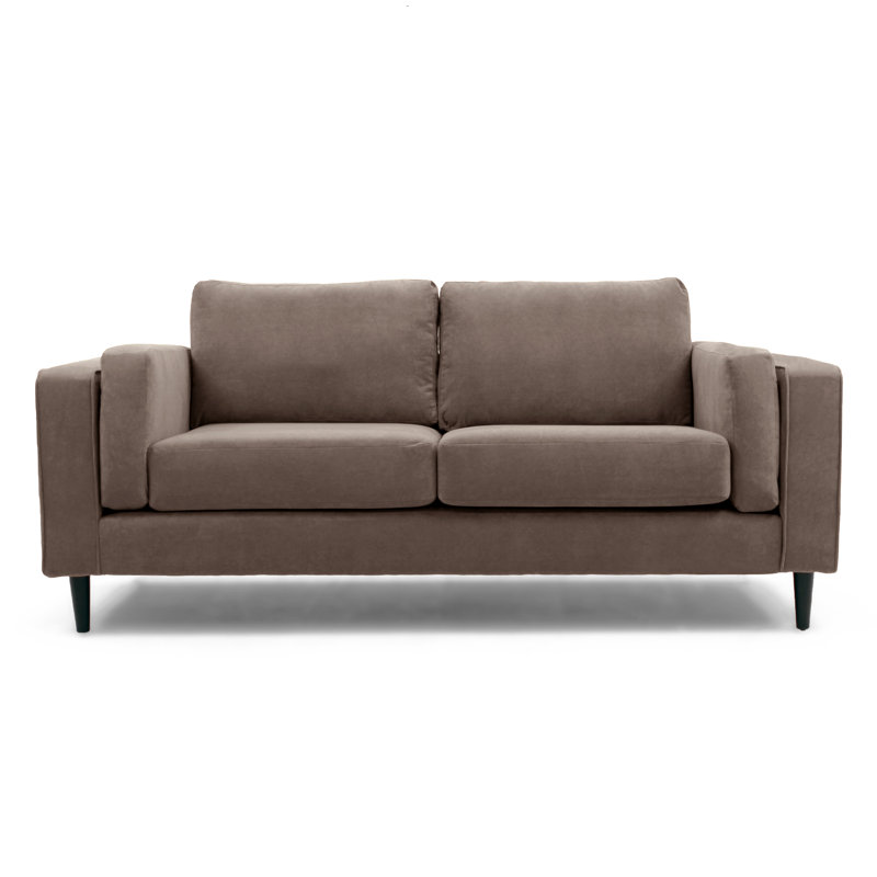 Deavian Velvet Sofa, 3, Taupe, Black