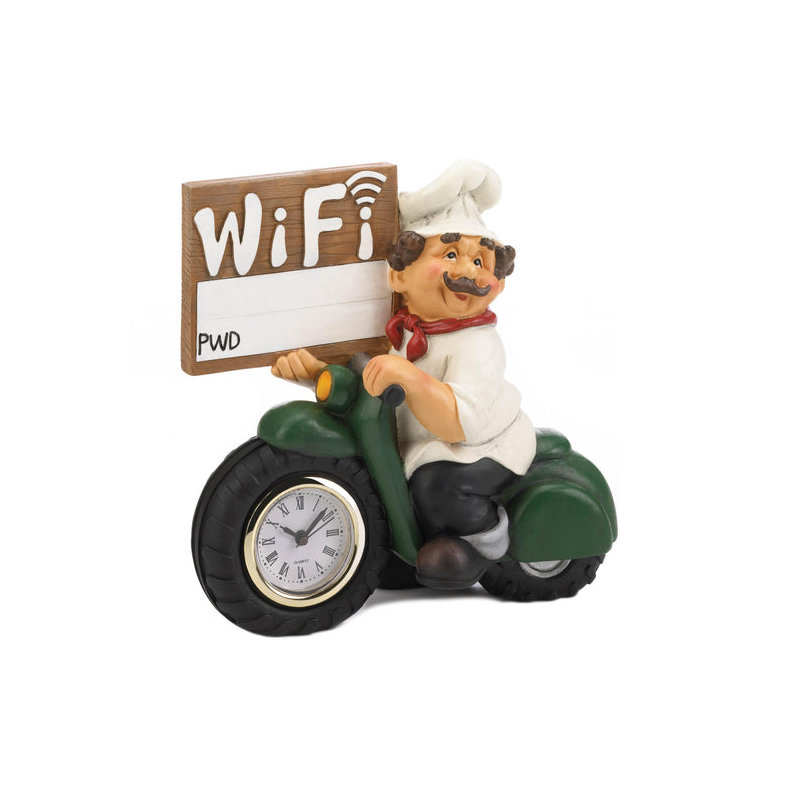 Chef avec signe WIFI et horloge