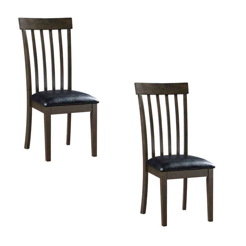 Chaises de salle à manger latérales 18 po Kyn, dossier à lattes, siège rembourré, brun campagnard