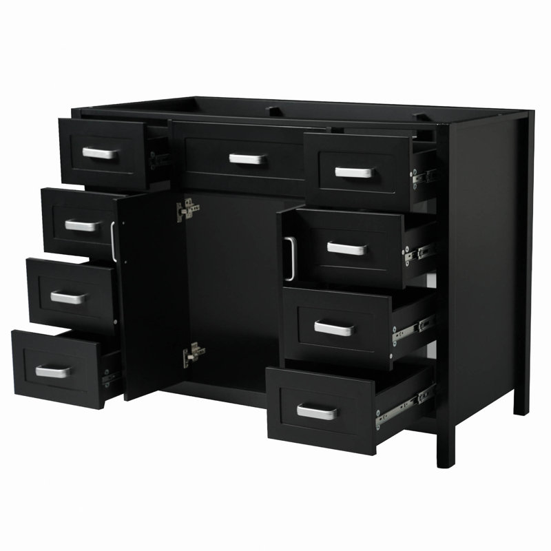 Meuble-lavabo 47 po sans lavabo, armoire seulement, 2 portes et 8 tiroirs, système de fermeture en douceur, conception classique