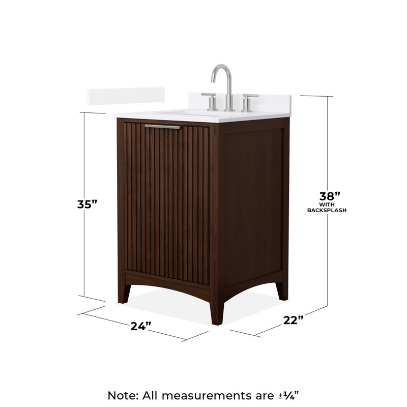 Palmilla 48" Freestanding Single Bathroom Vanity with Cultured Marble Top, Brown / Matte Black, 24", White Quartz