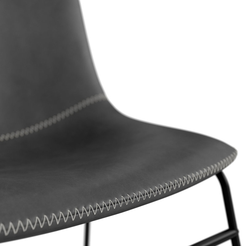 Nia Vegan Leather Side Chair, Black, Gray Vegan Leather