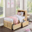 Boîtes de rangement sous le lit en pin naturel 2 pièces avec roulettes