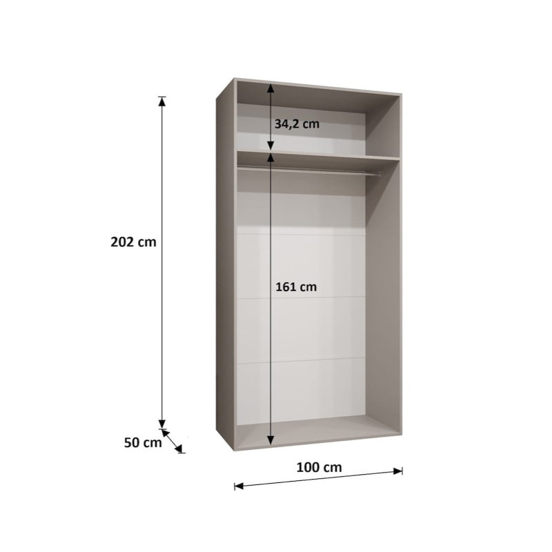 Blina 2 Door Manufactured Wood Wardrobe, Oak Artisan