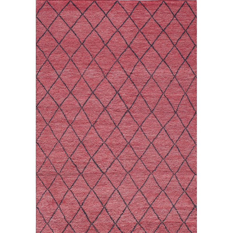 Atlas Wool Geometric Area Rug in Red/Black, Rectangle 5' x 8'