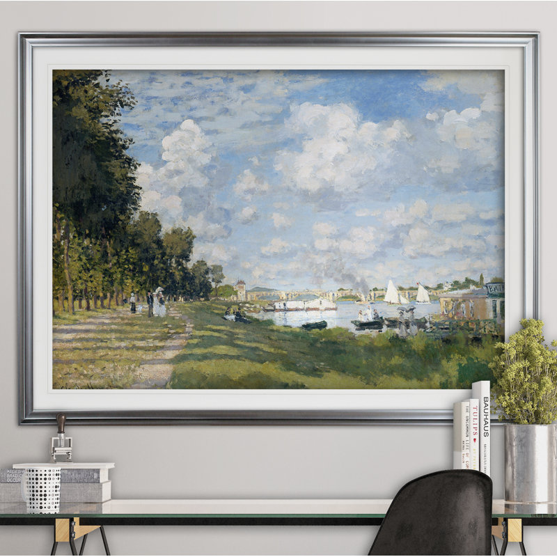 " Basin At Argenteuil " by Claude Monet, Silver Framed, 31" H x 43" W x 1.5" D