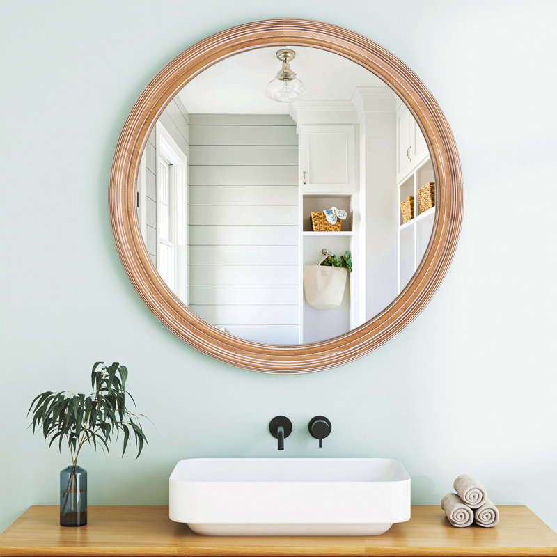 Miroir mural rond de 27,5 pouces pour meuble-lavabo, miroirs ronds en bois