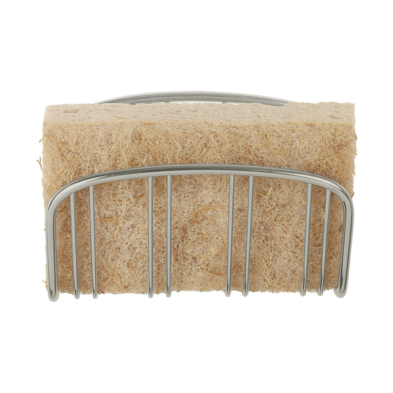 Spectrum Contempo Suction Cup Sponge Holder for Kitchen Sink, Satin Nickel, Satin Nickel