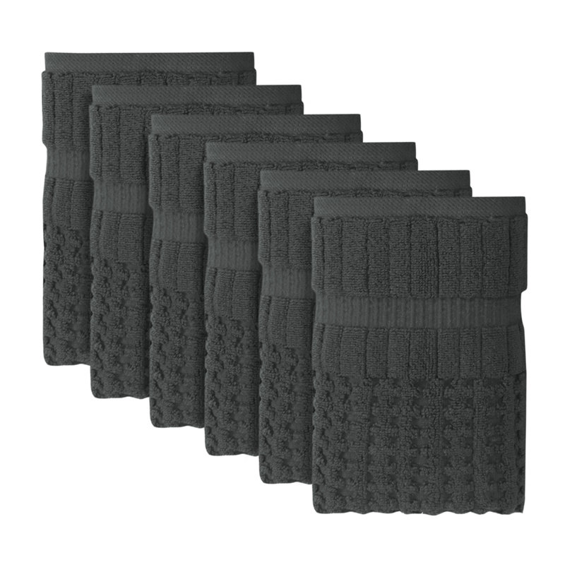Willow 6 Pieces Hand Towel Set – 100% Combed Cotton, Premium Quality 630 GSM, Dark Grey, Ultra-Soft & Highly Absorbent (6 Hand Towels)