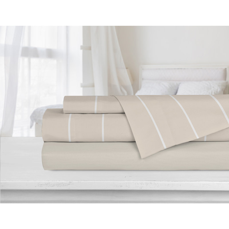 Ensemble de draps rayés , Grand, Taupe