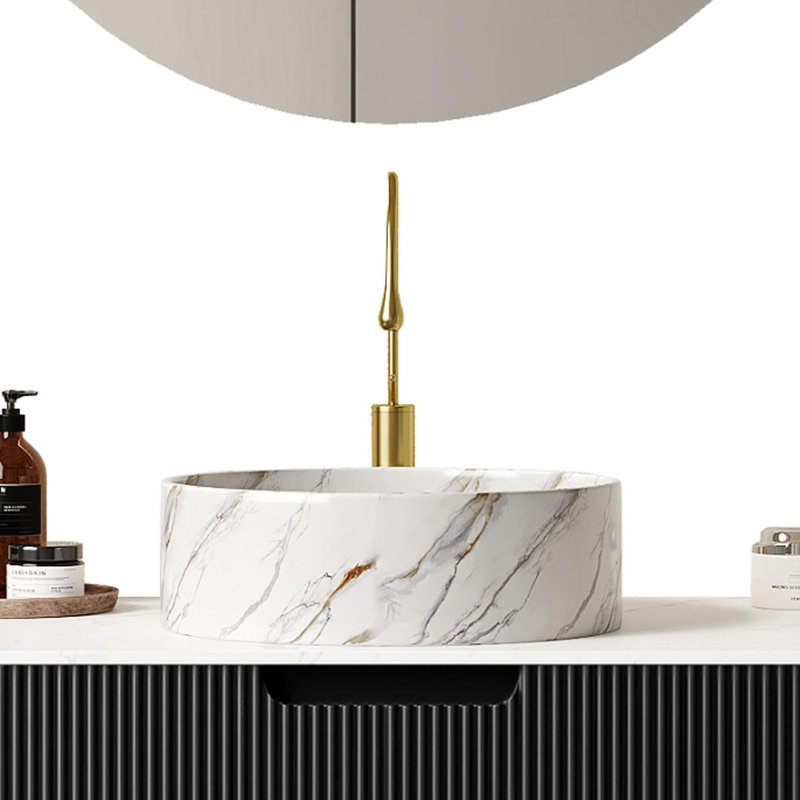 Lavabo vasque rond en céramique, Blanc