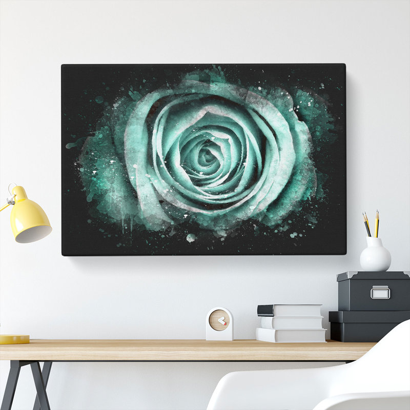 Mint Green Rose - Wrapped Canvas Painting, 40cm H x 60cm W x 4cm D