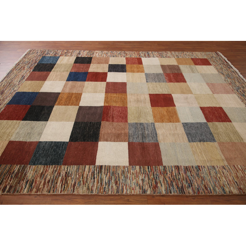 Tapis oriental à carreaux Gabbeh 8 x 10