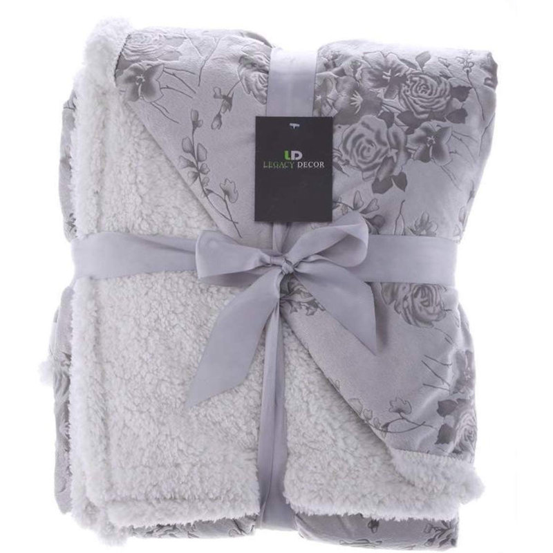 Jeté en sherpa et micro-fourrure, Gris