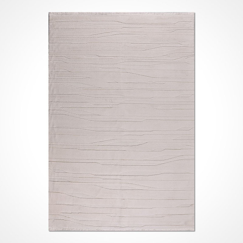 Tapis crème moderne antidérapant lavable à la machine, Rectangle 6 pi 6 po x 9 pi 9 po
