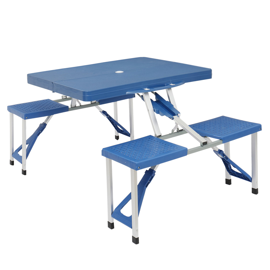53'' Rectangular Portable Folding Table with 4 Chairs Vinsunny