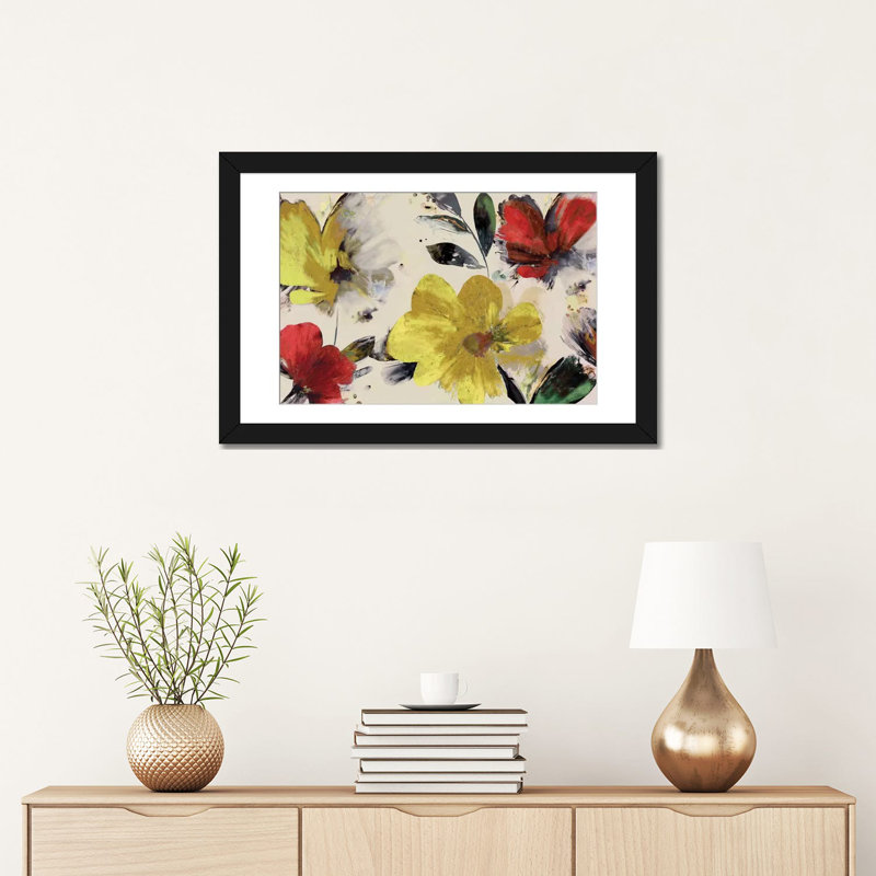 « doux fleuris », reproduction sur toile, H 24 po x l 32 po x P 1 po, Papier d'art encadré noir, Blanc