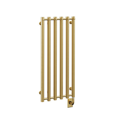 16.5"x37.5" Rosendal Vertical Modern Wall Mounted Electric Plug-In Towel Warmer - PVD Brushed Gold, Fluid Filled, Sleek Vertical Design, Lifetime Warranty