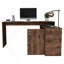 Bureau d'ordinateur moderne en L avec rangement ouvert et fermé - brun foncé-422244289