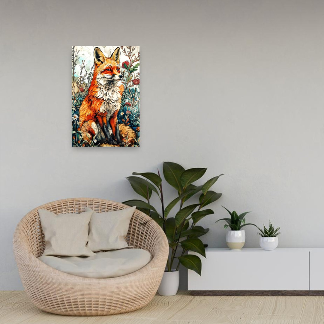 Whimsical Woodland Fox Rustic Serene Vibrant Fox Forest Nature Wall Art Print