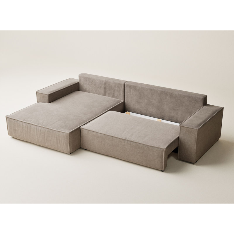 5 Seater Reclining Corner Sofa , Left Hand Facing, Light Brown Polyester/Chenille