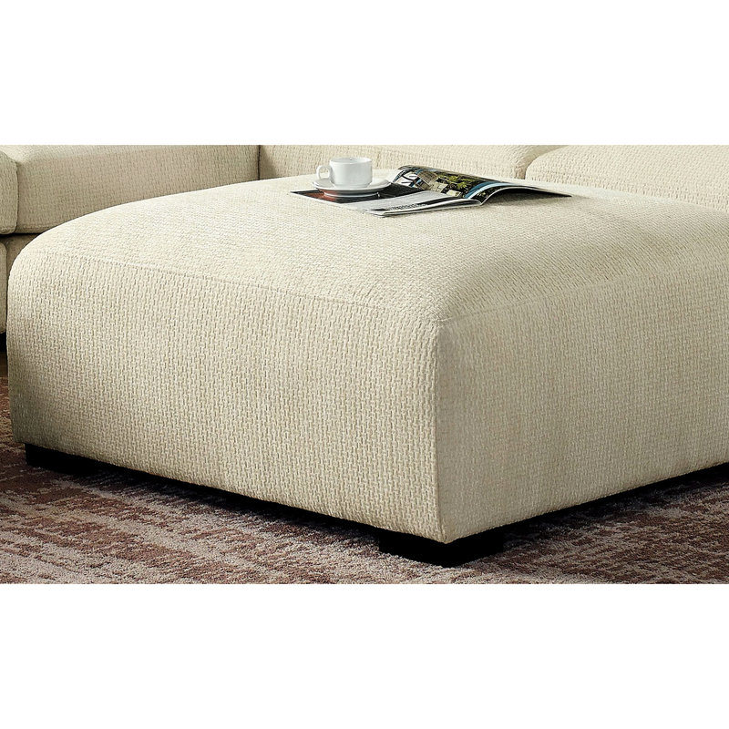 Chenille carrée contemporaine revêtue de beige avec couche de mousse à mémoire de forme, pieds fuselés en bois massif, largeur de 42 po, profondeur, hauteur de 21 po, assemblage rapide, couche et couleur rembourrées énormes, L 42 po x l 42 po