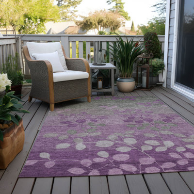 Machine Washable Indoor/Outdoor Xhevrie Purple Rug