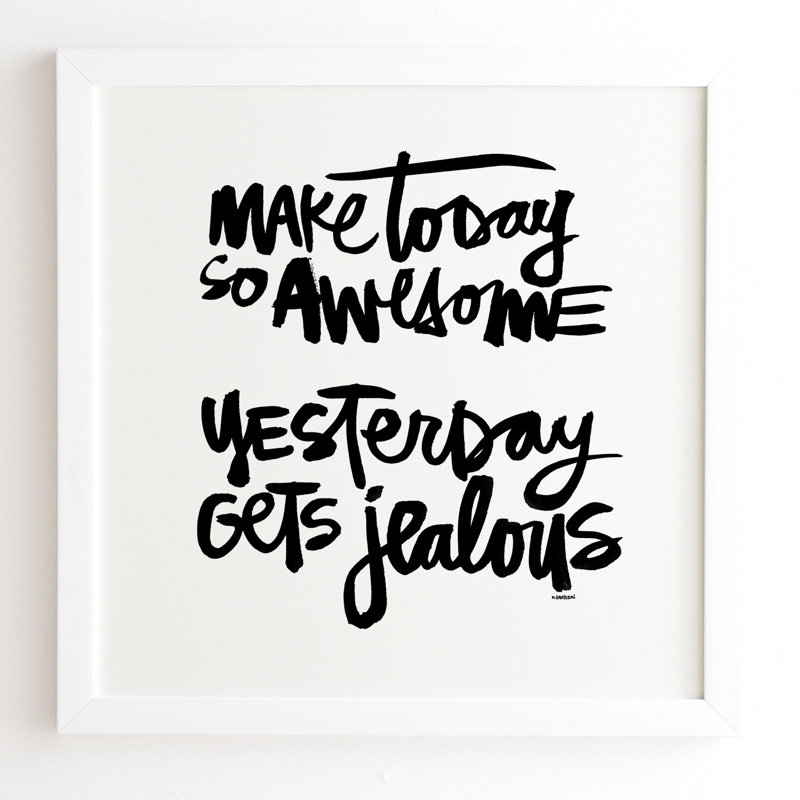 Reproduction d’art textuel sur toile tendue make Today so awesome par Kal Barteski, H 12 po x l 12 po x P 1 po, Cadre brun