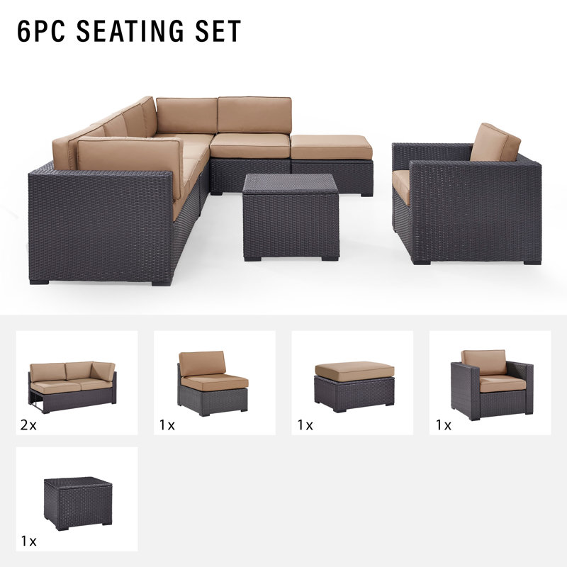 Ensemble de conversation modulaire avec coussins 4 pièces Arbedella, Moka