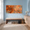 Abstrait floral orange et doré sur toile tendue, ensemble de 1 reproduction d'art