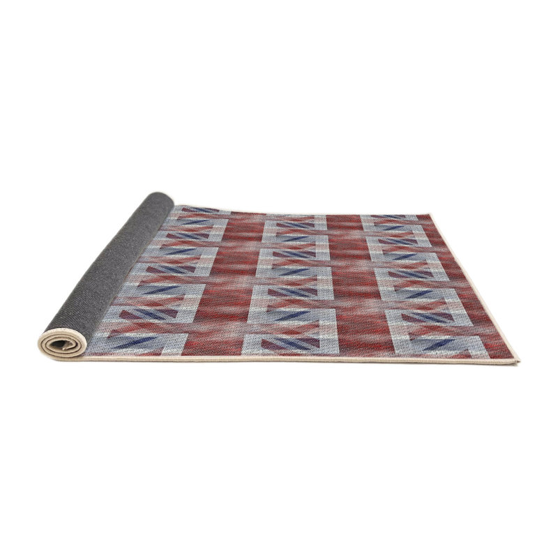 Tapis de zone rouge/mauve à motifs, Rond 4 pi