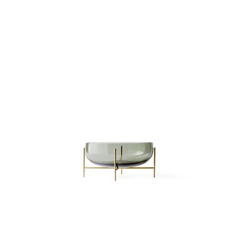 Échasse Glass Contemporary 11.6" W Decorative Bowl, Smoked/Brushed Brass