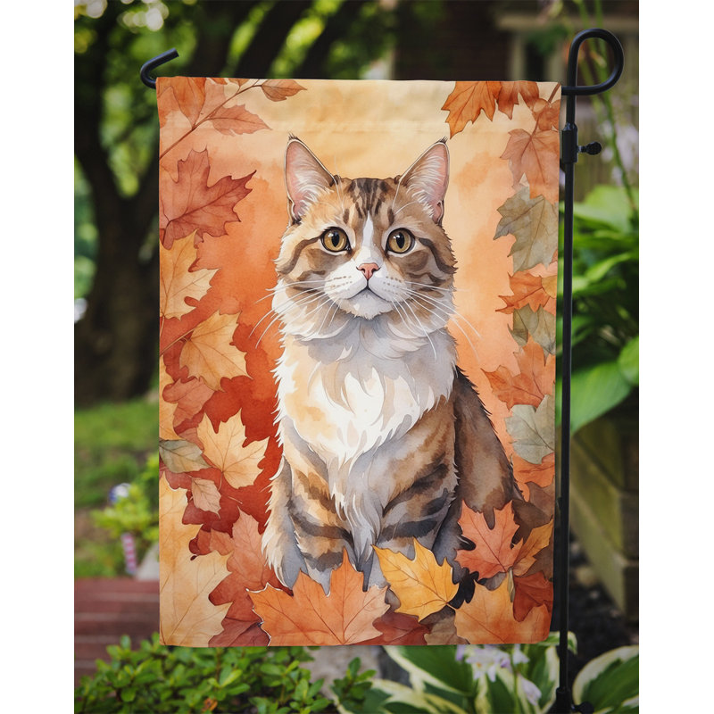 Chat en feuilles d'automne drapeau de jardin, Chantilly Tiffany