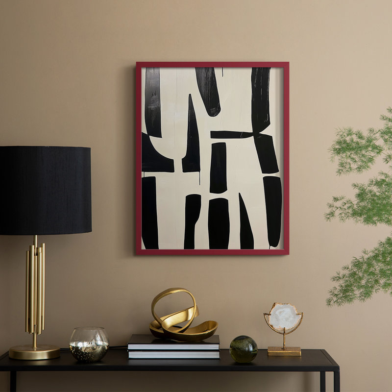 Série ABSTRACT DCXCII, reproduction encadrée - bois massif, H 30 po x l 24 po, Rouge