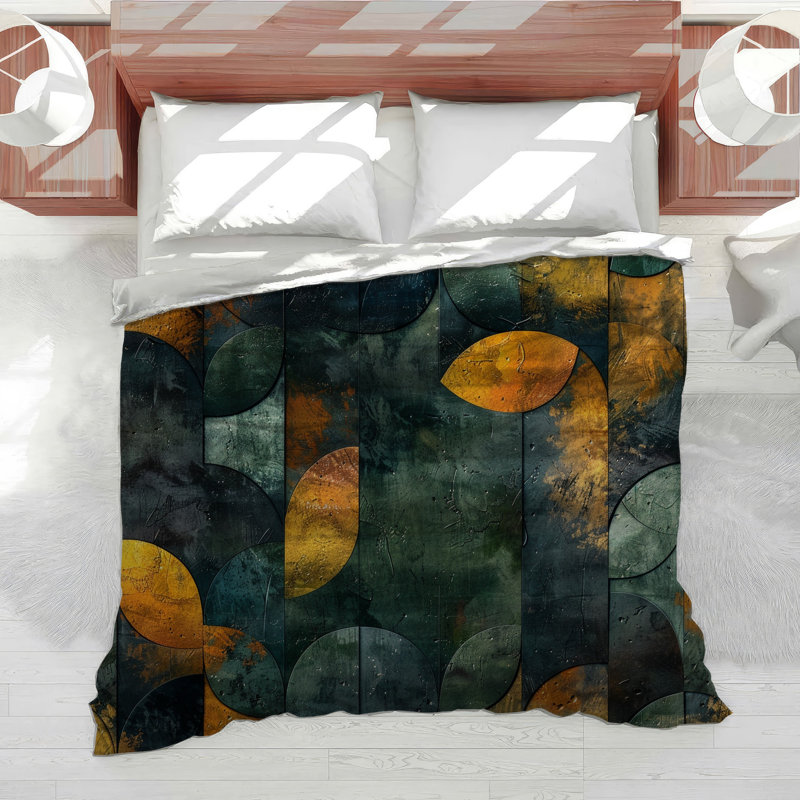 Circles Abstract Cotton Blend Comforter, King Comforter