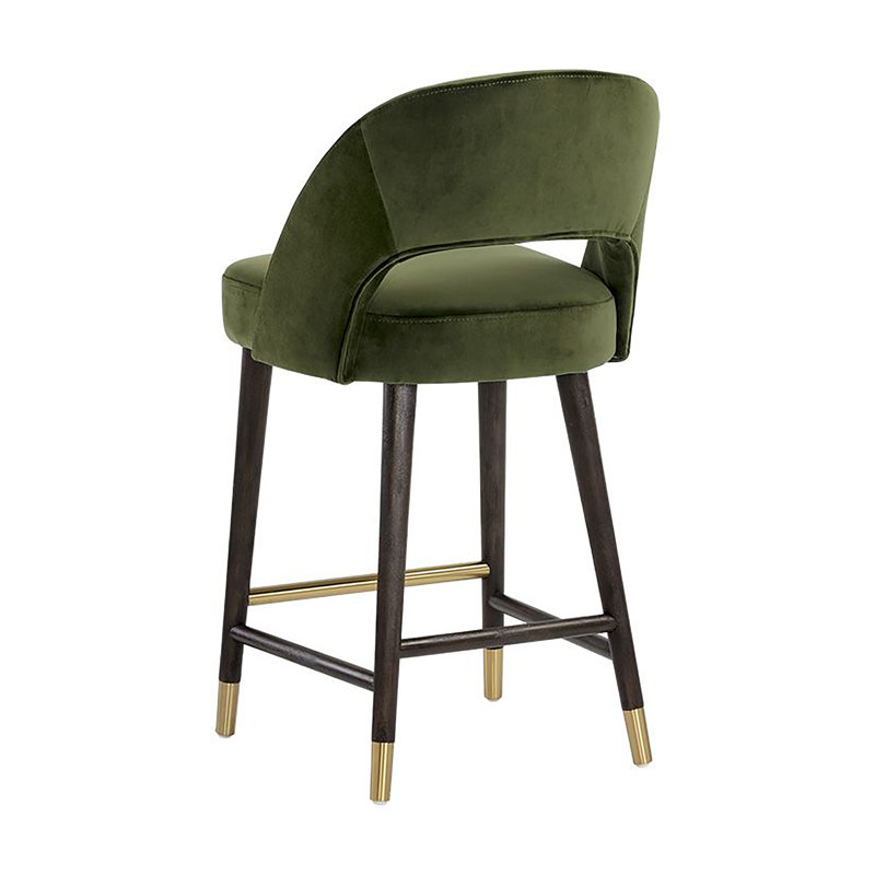 Monae Upholstered Stool with Solid Wood Frame, Counter Stool (26" Seat Height), Green
