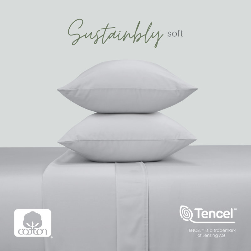 Martex Restore Solid - Soft, Breathable, Cotton Blend, Temperature Regulating, 2 King Pillow Cases, Gray