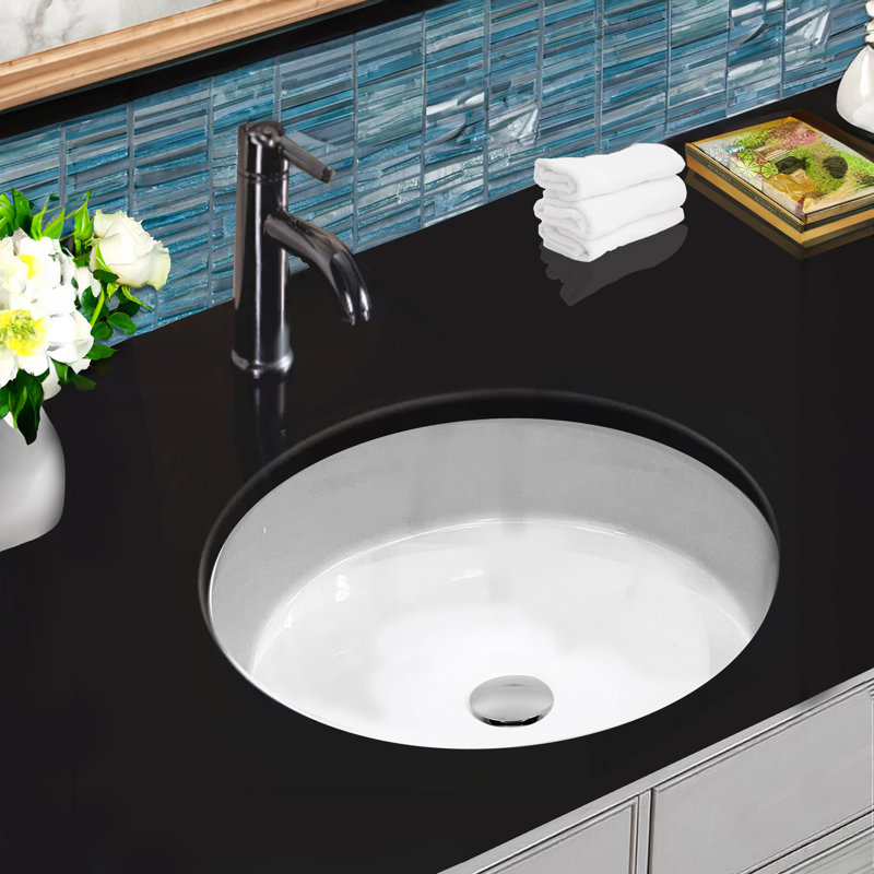 Nantucket Sinks 16.76'' Glazed White Ceramic Oval Bathroom Sink with Overflow