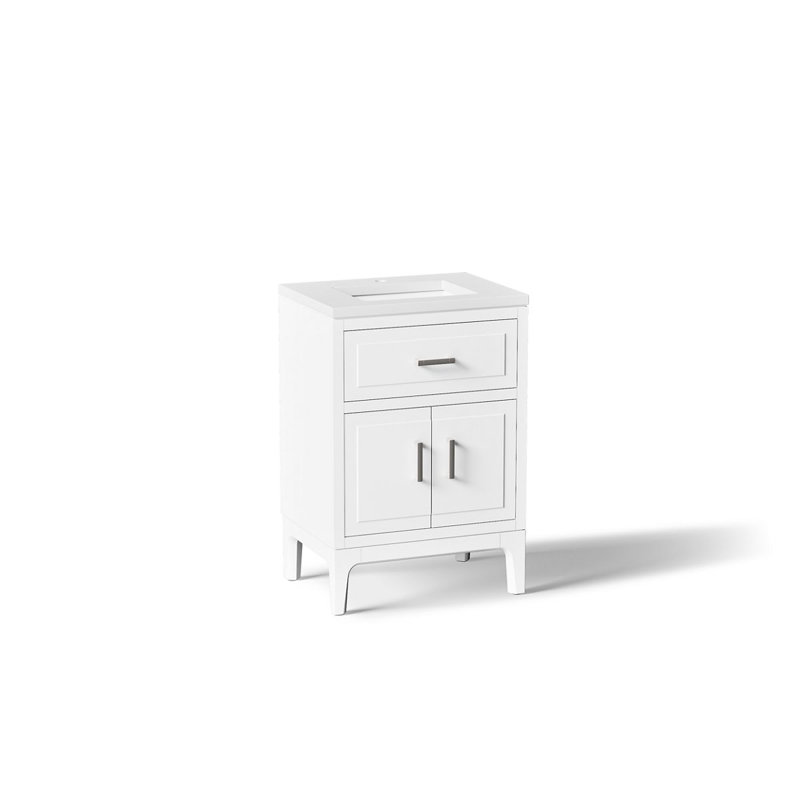 Seer 24" Freestanding Single Bathroom Vanity Cabinet with Sink and Quartz Top, White, 24"