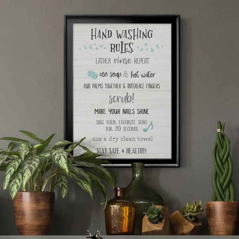 Stay Safe Rules - Art textuel sur toile encadré, Cadre noir, H 22,5 po x l 30,5 po x P 1,5 po