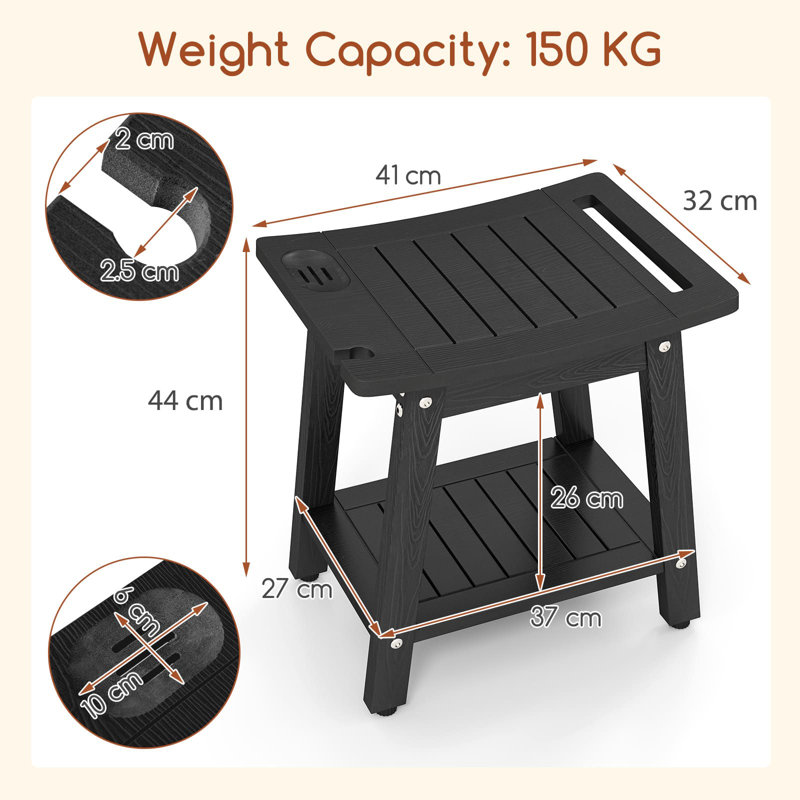   Shower Stool with Handle and Shower Head, Black