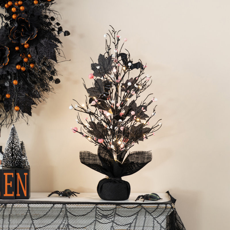 20"H Lighted Halloween Berries Table Tree