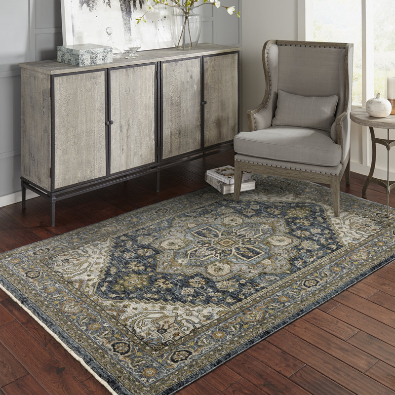 Hovis Blue/Taupe Area Rug, Rectangle 5'3" x 7'6"